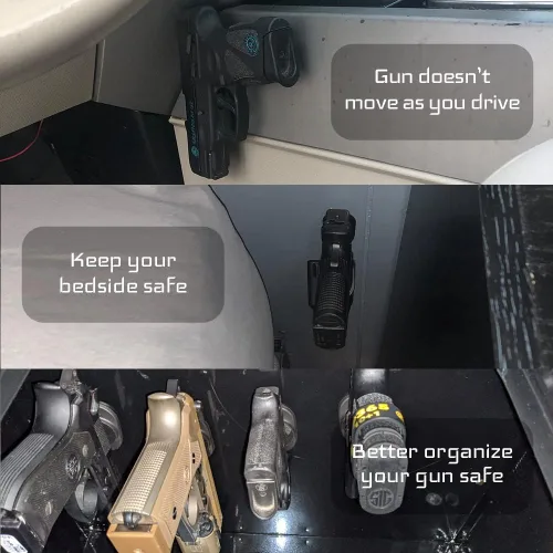 Vista 5 de GMW Gun Magnet [2-Pack] 30 lbs. Rating Magnetic Gun Mount HQ Rubber Coated Gun Magnet Buckler Series for Car, Truck, Desks, Safes, and Walls