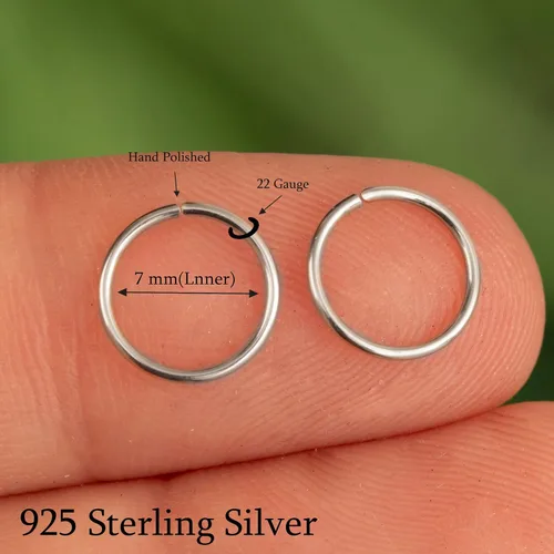 Vista 133 de Aretes de aro de oro de plata – Aretes de aro para mujer, dos piezas de aros de plata fina rellenos de oro, aro de hélice, anillo de tragus, aro