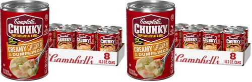 Vista 10 de Campbell's Chunky Sopa, sopa cremosa de pollo y dumplings, lata de 16.3 onzas (caja de 8)