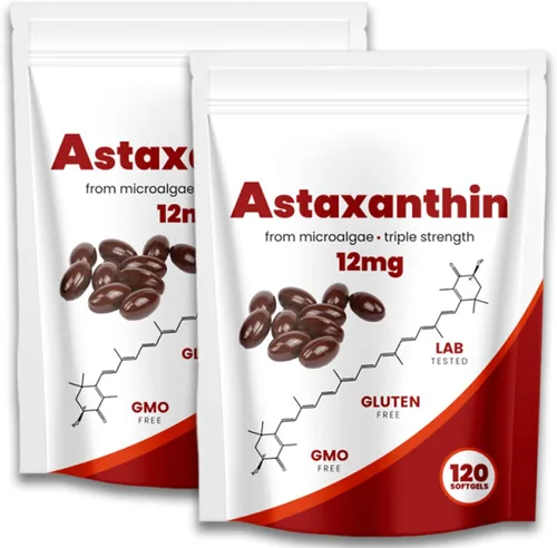 Vista 8 de Astaxantina de 12 mg, antioxidante natural, apoya el sistema inmunológico, microalgas frescas para la piel ojo y la salud de la circulación interna