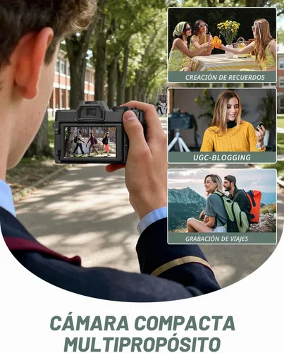 Vista 8 de Cámaras digitales 8K 64MP para fotografía, zoom 16X y micrófono, negro
