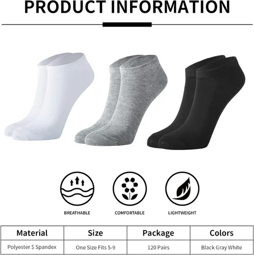 Vista 2 de 160 pares de calcetines de tobillo delgados de corte bajo para hombre, calcetines atléticos de humedad, calcetines deportivos casuales, paquete a