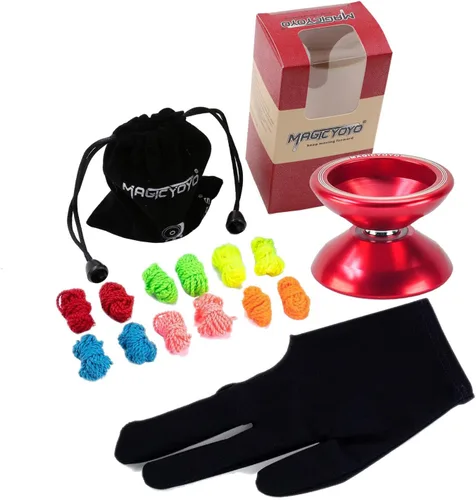 Vista 3 de Magicyoyo T5 Overlord Professional Yoyo Yoyo de aleación con 12 cuerdas de yoyo, bolsa de yoyo, guante, regalo de Navidad para niños (rojo)