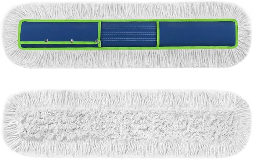 Vista 9 de Trapeador de polvo comercial de 41 pulgadas: escoba de empuje grande, industrial, resistente, trapeador seco de madera dura con 2 almohadillas