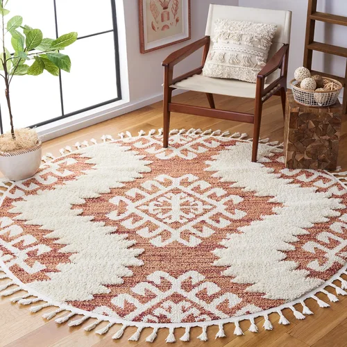 Vista 27 de SAFAVIEH - Alfombra de acento de la colección de borlas marroquíes Shag - 2'3" x 4', marfil y marrón, estilo bohemio, no suelta pelo y de fácil