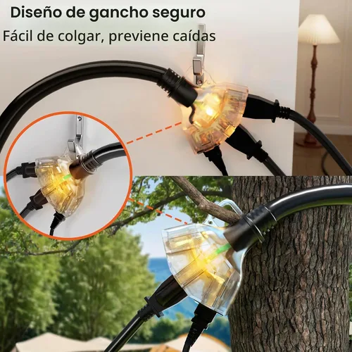 Vista 4 de Cable de extensión negro para exteriores de calibre 12 de 50 pies