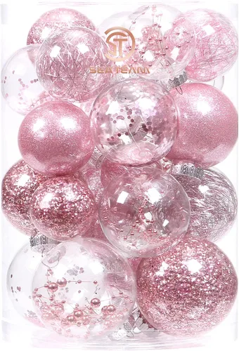 Vista 54 de Sea Team Juego de bolas de Navidad de plástico transparente, inastillables, varios tamaños, bolas decorativas de Navidad con decoraciones delicadas
