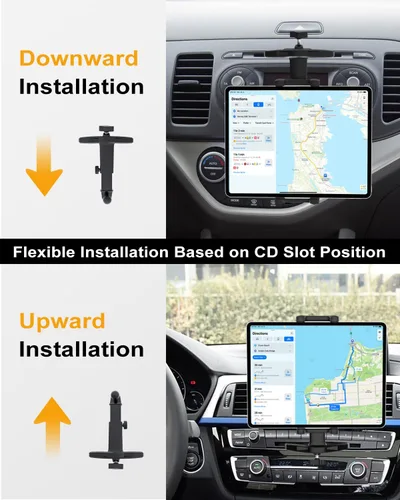 Vista 4 de Soporte para tablet con ranura para CD de automóvil con brazo ajustable, rotación universal de 360° para camión, reproductor de CD y tableta