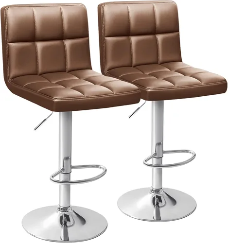 Vista 10 de Homall - Taburetes de bar de cuero sintético, con altura ajustable, giratorios, hidráulicos sin brazos, taburete de bar y cocina cuadrado de altura