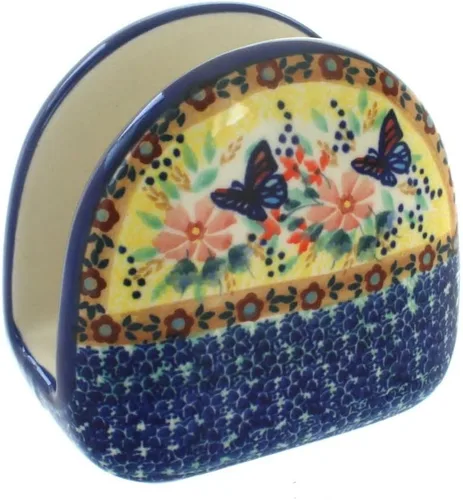 Vista 16 de Blue Rose Polish Pottery - Servilletero de Puntos Pequeños Azules - 5" x 5" - Servilleteros de Cerámica, Accesorios Decorativos para Mesa de Comedor