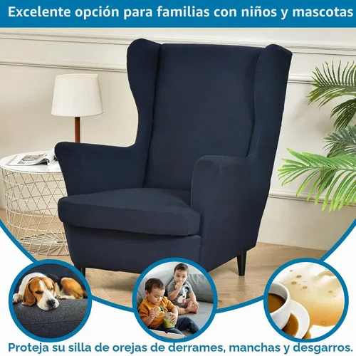 Vista 3 de HZDHCLH Fundas para silla de ala de 2 piezas, fundas de silla de ala de elastano elásticas para sillón del salón, fundas lavables para sofá