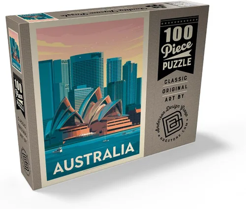 Vista 2 de MyPuzzle Australia: Sydney Skyline, póster vintage, rompecabezas de 100 piezas para adultos