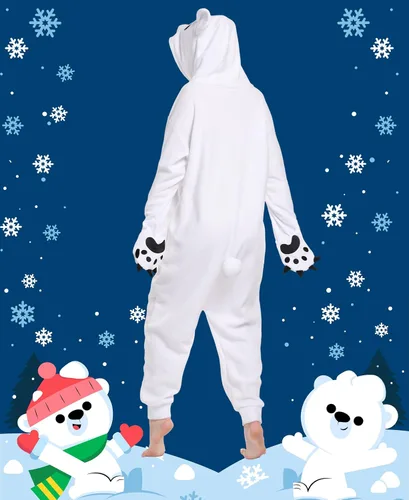 Vista 2 de Oiziuzio Pijama mameluco de oso para adultos, disfraz de oso para Halloween, Navidad, cosplay, ropa de descanso, ropa de hogar, para mujeres