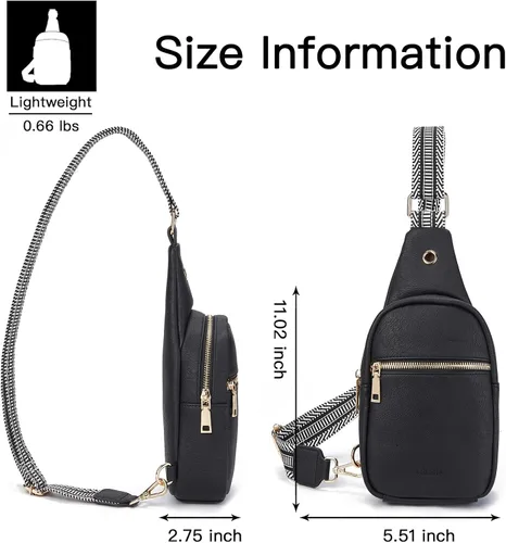 Vista 6 de Telena Riñonera pequeña para mujer, de cuero, cangureras, bolsa de pecho para mujer