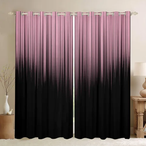 Vista 50 de Feelyou Cortinas abstractas degradadas para niños, adolescentes y mujeres, cortinas de ventana azules, moradas y negras, tratamientos geométricos