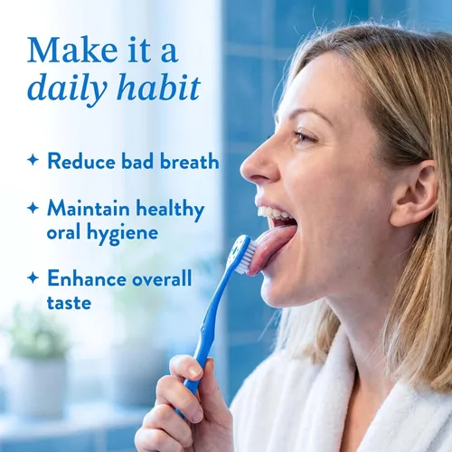 Vista 5 de Mouthology Cepillo de Lengua y Raspador de Lengua (Paquete Combo), Reduce el Mal Aliento y Mejora la Higiene Oral, Cepillo Raspador de Lengua