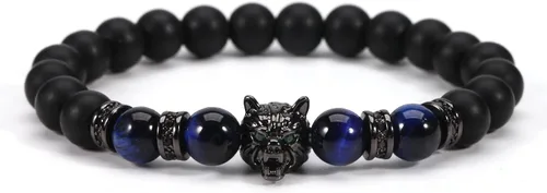 Vista 2 de WuCuifu Pulseras de ojo de tigre con cuentas de piedras preciosas naturales de 0.315in para hombres y mujeres, pulseras de cristales curativos