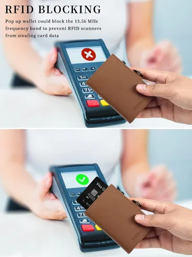 Vista 4 de Billetera AirTag para hombre con bloqueo RFID, K,Bifold-marrón-cremallera