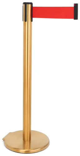 Vista 13 de QueuePole.Deluxe - Puntal de control de multitudes de 41 pulgadas con barrera retráctil de 10 pies, poste dorado, cinturón negro (RCCDXBZBK)