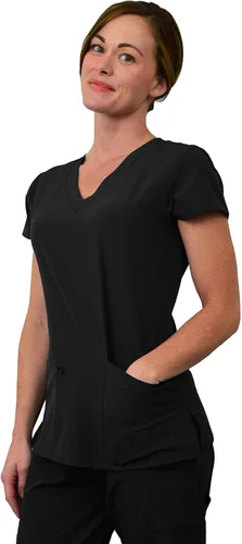 Vista 2 de Green Town Women's Jogger Scrub Set Medical Nursing GT 4FLEX Top and Pant Solid Colors and Prints