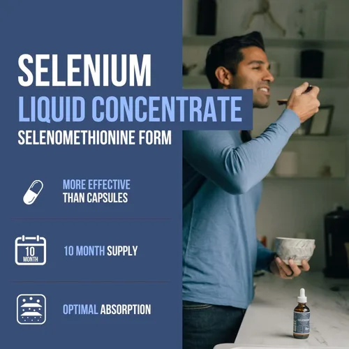 Vista 2 de Selenio – 200 mcg, forma de selenometionina, 300 porciones – vegano, botella de vidrio, sin levadura – Concentrado líquido sublingual, antioxidante