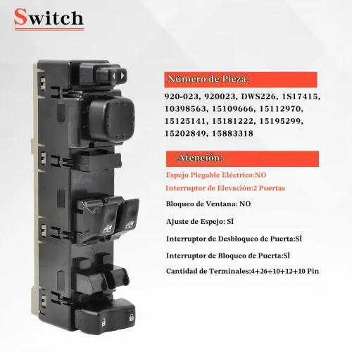 Vista 7 de 15883318 Interruptor de control de ventana del lado del conductor Compatible con 2003-2006 Chevrolet Silverado 1500 2500 3500, 03-06 GMC Yukon