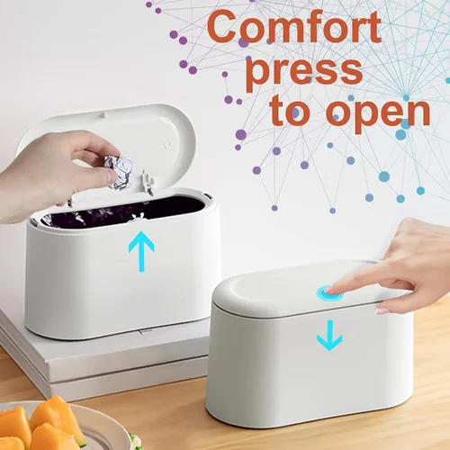 Vista 2 de Mini papelera de escritorio con tapa con 330 bolsas de basura