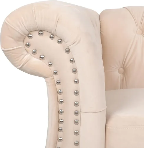 Vista 5 de RARZOE Chesterfield - Juego de sofá biplaza, beige, espuma, 1+2 plazas, 67 pulgadas de ancho x 32 pulgadas de profundidad x 27 pulgadas de alto