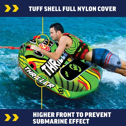 Vista 3 de Wow Sports Thriller - Tubo de cubierta remolcable para adultos que navegan en barco, inflable para deportes acuáticos