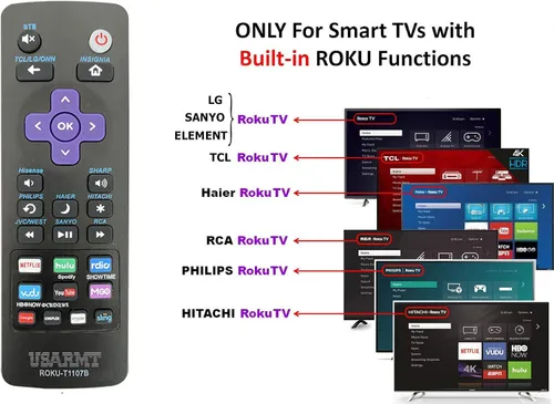 Vista 2 de Control remoto universal para todos los televisores Roku compatible con Roku 1/2/3/4 HD LT XS XD