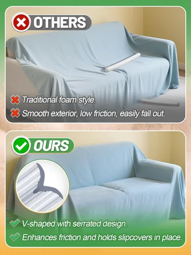 Vista 3 de Alphatool 6 piezas de agarres de silicona transparente antideslizantes para fundas de sofá - 2 tamaños para mantener las fundas de sillón y sofá