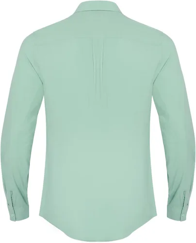 Vista 3 de Camisas de lino con botones para hombre, estilo casual, manga larga, ajuste regular, de algodón, con bolsillo