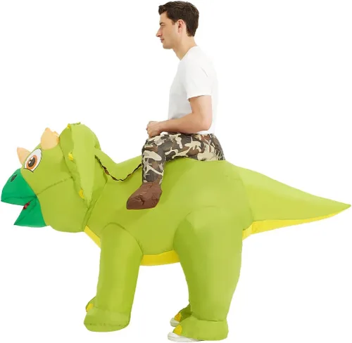 Vista 5 de GOOSH Inflatable Dinosaur Costume Adult Halloween Blow up Triceratops Costumes Women Man Funny Riding Dinosaur Cosplay