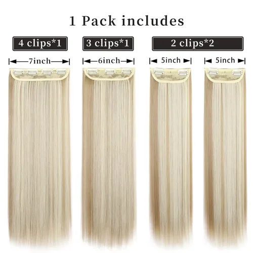 Vista 3 de Extensiones de cabello lacio con clip, suaves y gruesas (20 pulgadas, 4 unidades, 16H613#)