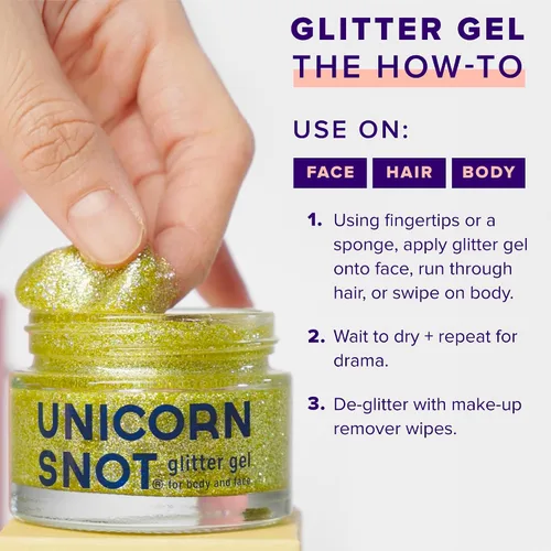 Vista 5 de UNICORN SNOT Gel holográfico con purpurina para la cara y el cuerpo Maquillaje de purpurina para las fiestas: Regalos para calcetines y Navidad
