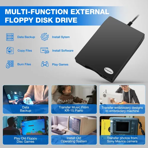 Vista 3 de Lector de disquete, unidad de disquete USB externa de 3.5 pulgadas, no compatible con Mac, compatible con Windows 11/10/10 Pro/8/7/2000/XP