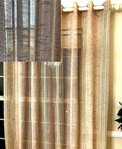 Vista 5 de Ikiriska Cortina de lino transparente extra larga (1 panel) hecha a medida de 12 13 14 15 16 17 18 20 24 pies 2 pisos gris, beige, blanco, crema