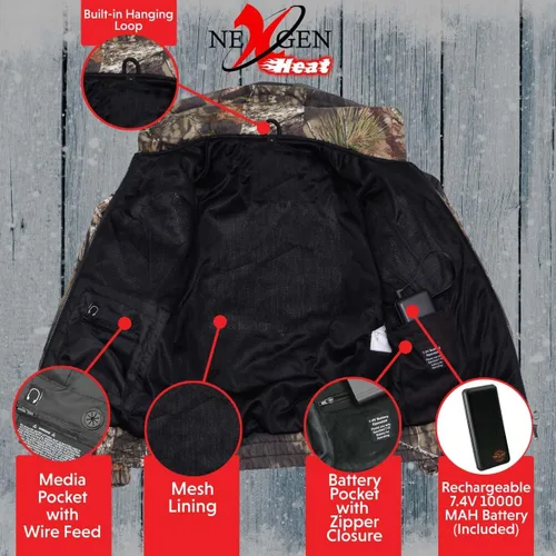 Vista 4 de Milwaukee Performance Sudadera con capucha con cremallera frontal de Mossy Oak 12 V con calefacción frontal y trasera Batería incluida