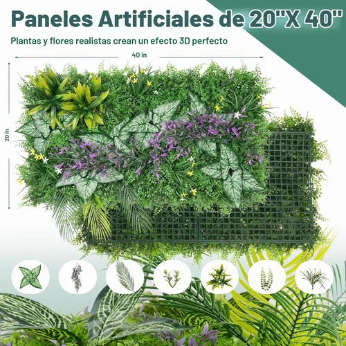 Vista 4 de Yangrass Paneles de fondo de pared de césped artificial, 20 x 40 pulgadas, 6 paneles de seto de boj pantalla de privacidad con protección UV