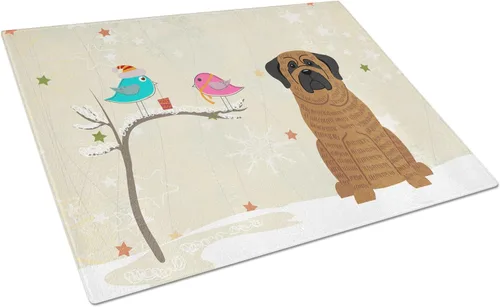 Vista 73 de Caroline's Treasures BB2513LCB - Tabla de cortar de vidrio con texto en inglés "Christmas Presents between Friends" Airedale Terrier - Tabla