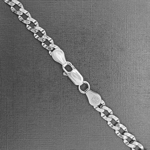 Vista 2 de Mauli Jewels Cadena de eslabones cubanos hecha en Italia de 0.189 in para hombre y mujer, chapada en oro blanco de 18 pies en plata de ley 925, Plata