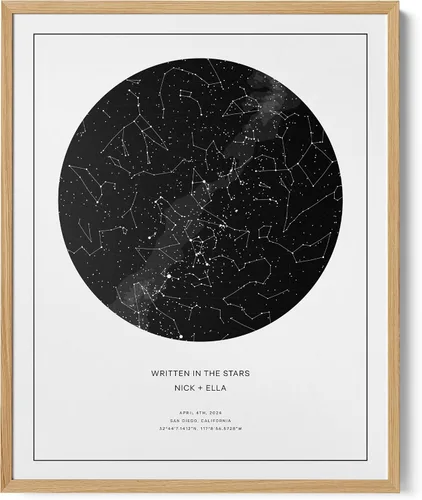 Vista 12 de CELESTORY Mapa de estrellas personalizado enmarcado con impresión nocturna del cielo, mapa de constelación, carta estelar, regalo de arte de pared
