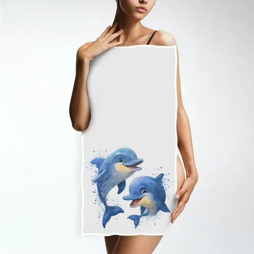 Vista 4 de Pfrewn Blue Dolphins - Toallas de mano de 16 x 30 pulgadas, toalla de baño de animales, ultra suave, altamente absorbente, toalla de baño pequeña