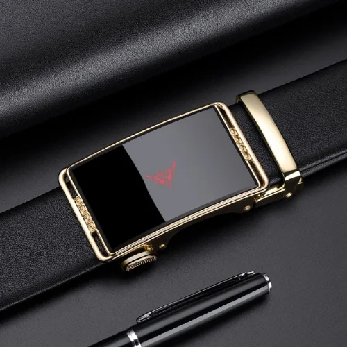 Vista 2 de VANNANBA Leather Ratchet Belts for Men Automatic Buckle with Belt Box, Gift for Men