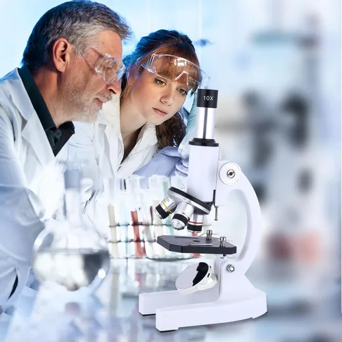 Vista 9 de Microscopio para niños y adultos, microscopio 40X-2000X con adaptador para teléfono y juego de diapositivas, adecuado para laboratorio escolar
