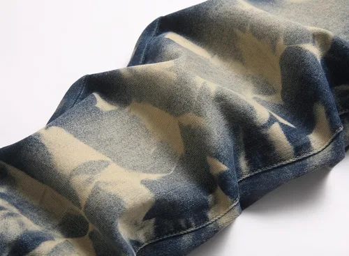 Vista 5 de Jeans rasgados para hombre, diseño ajustado y desgastado, elásticos, cómodos, con cintura flexible 9001 Azul