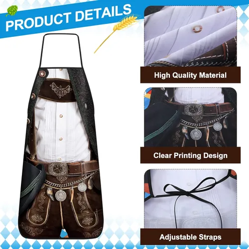 Vista 2 de Leumoi 6 delantales de Oktoberfest para fiesta alemana, delantal bávaro, novedad para mujeres y hombres, para cocinar, barbacoa, regalos de fiesta
