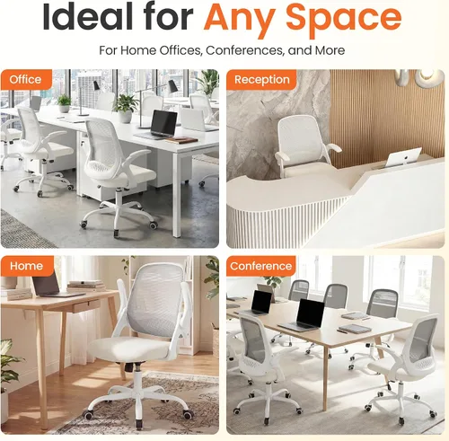 Vista 3 de NEO CHAIR Silla de oficina para computadora, silla de escritorio ergonómica para juegos, cómoda malla con brazos abatibles, soporte lumbar, ruedas