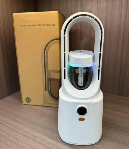 Vista 7 de Ventilador de escritorio de pie sin aspas, humidificador portátil 3 en 1, enfriador de aire silencioso con luz LED, control táctil, ventilador