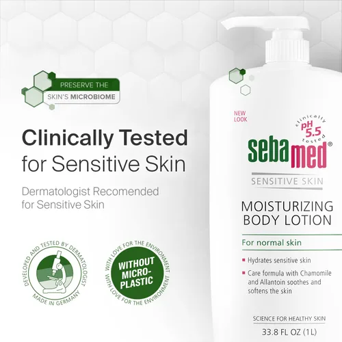 Vista 6 de SEBAMED Loción corporal hidratante pH 5.5 para pieles sensibles Recomendado por dermatólogos Hidratante sin parabenos 33.8 onzas líquidas (1 litro)